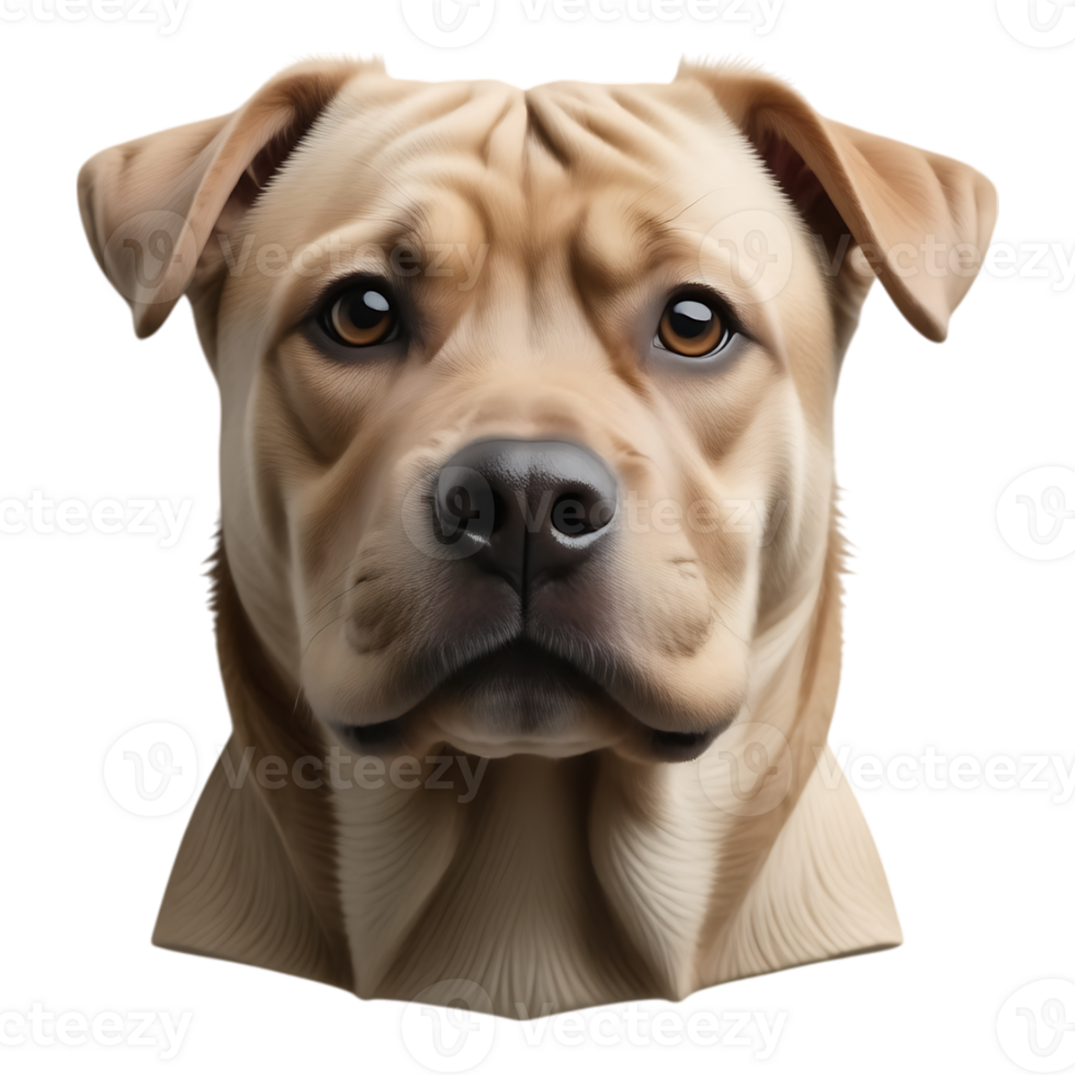 Close-up of a muscular dog with a serious expression png