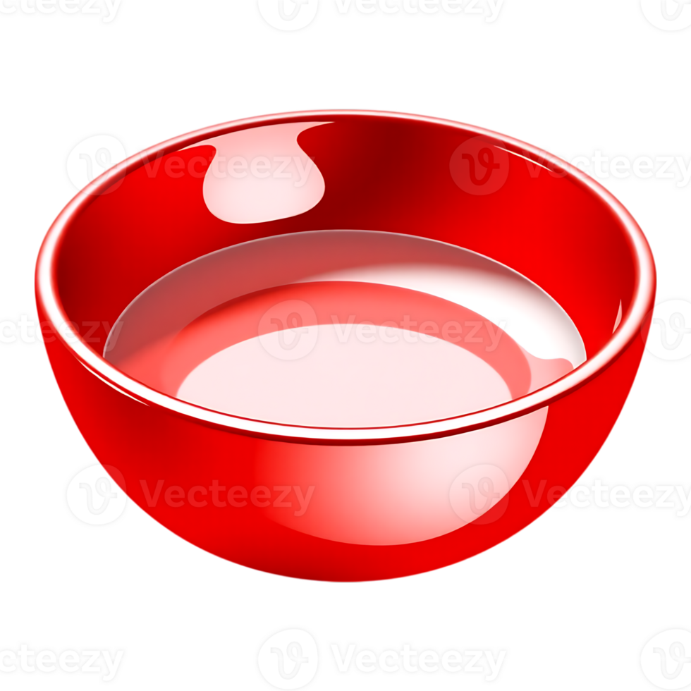 Glossy Red Bowl with Liquid png