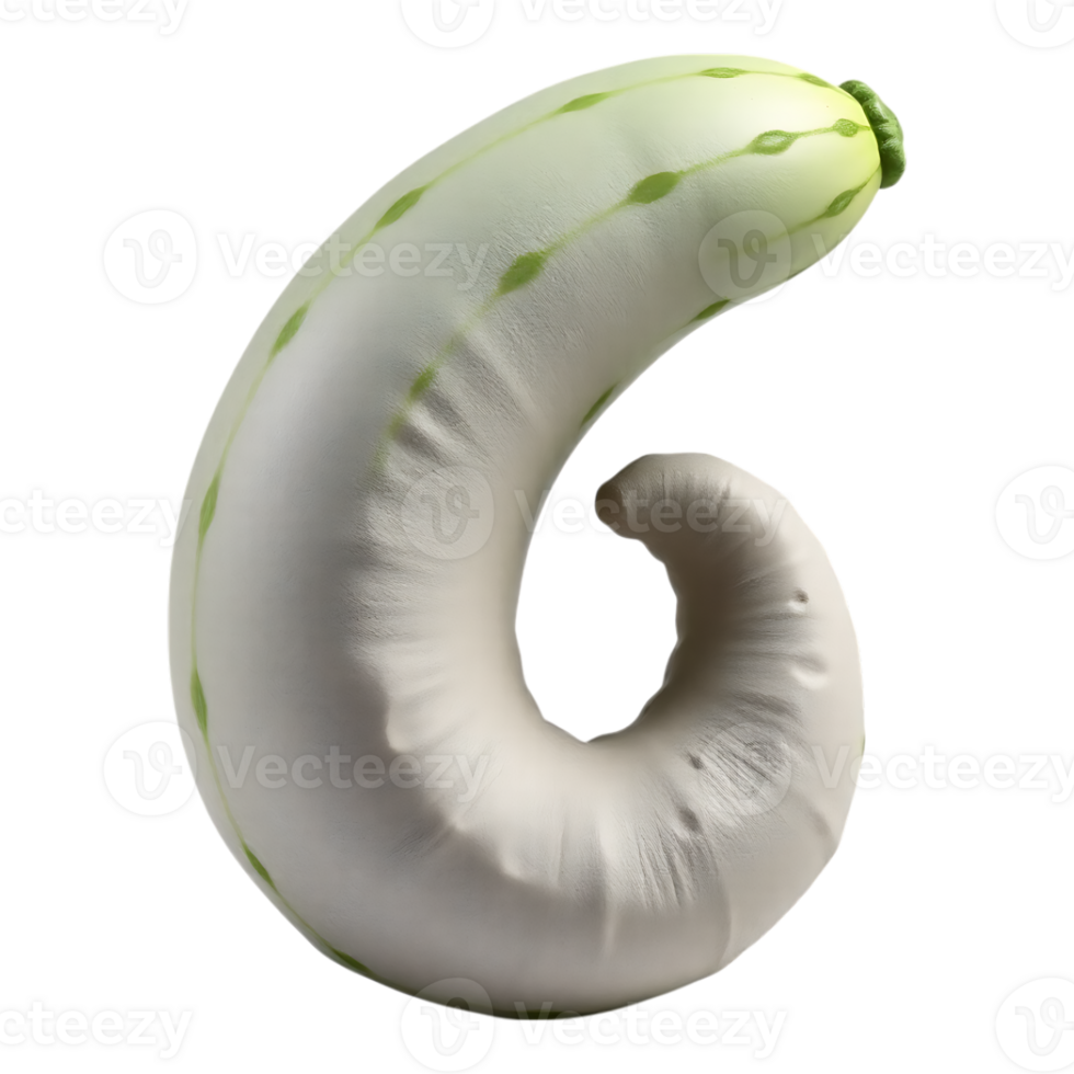 Curled Serpent Cucumber Realistic 3D Render png
