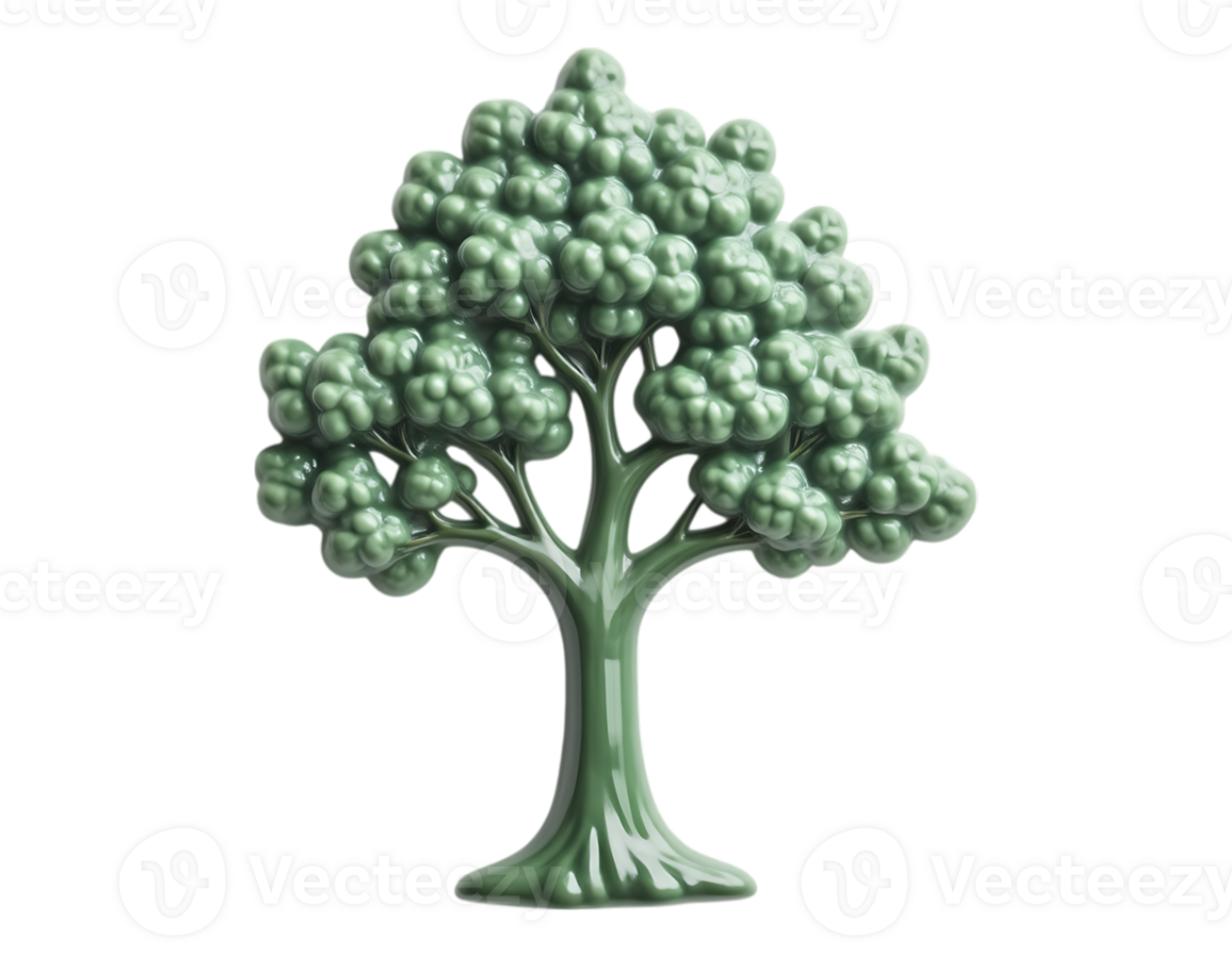 3D Cartoon Tree with Lush Green Foliage on Transparent Background png