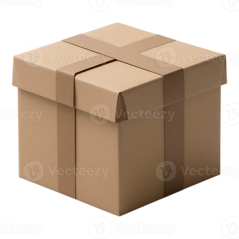 Sealed Cardboard Box with Tape for Shipping png