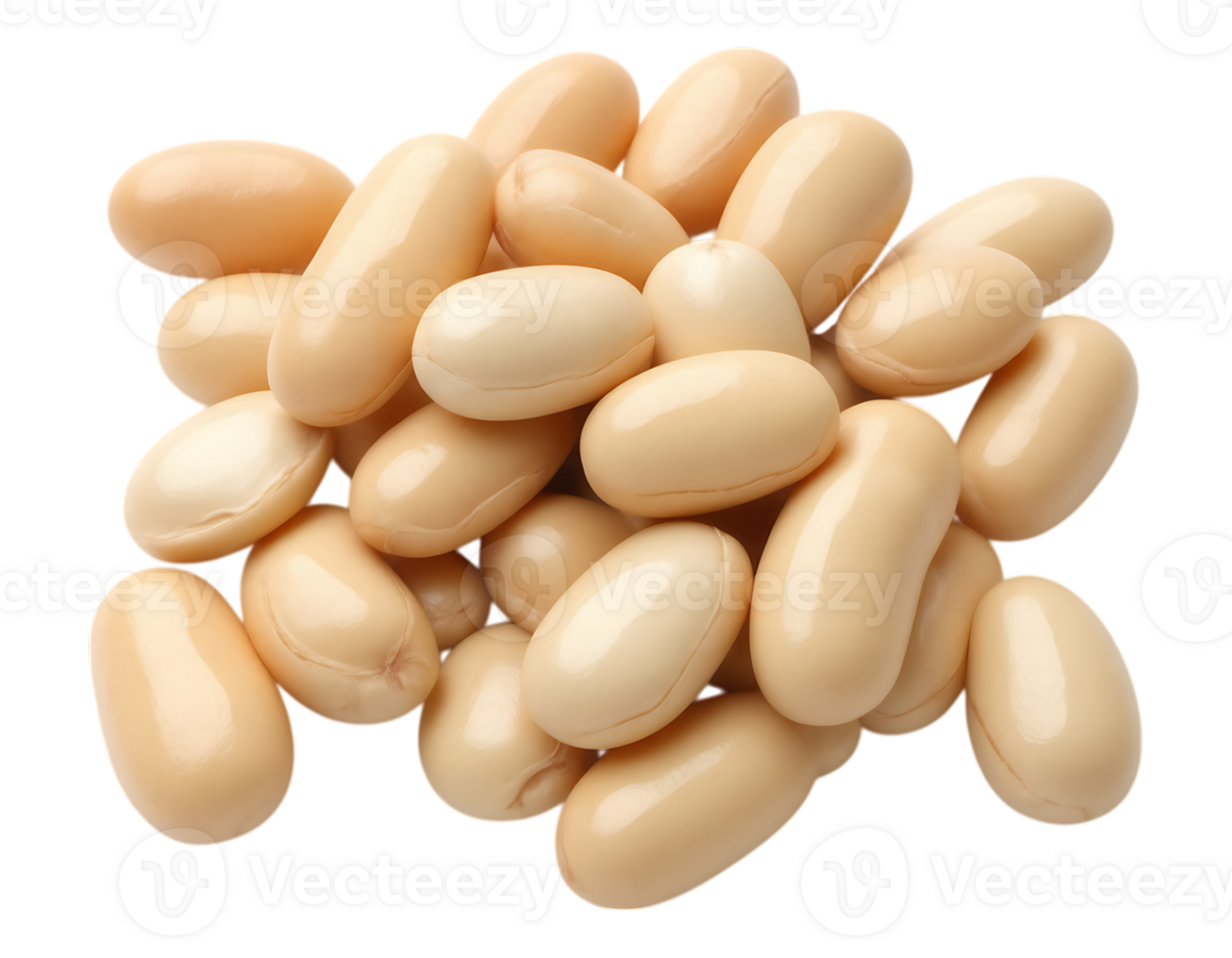 Pile of cooked white beans, isolated on a transparent backdrop png