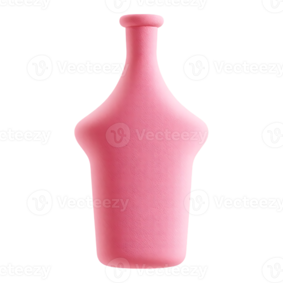 Pink Bottle Illustration 3D Cartoon Render Isolated on Transparent Background png