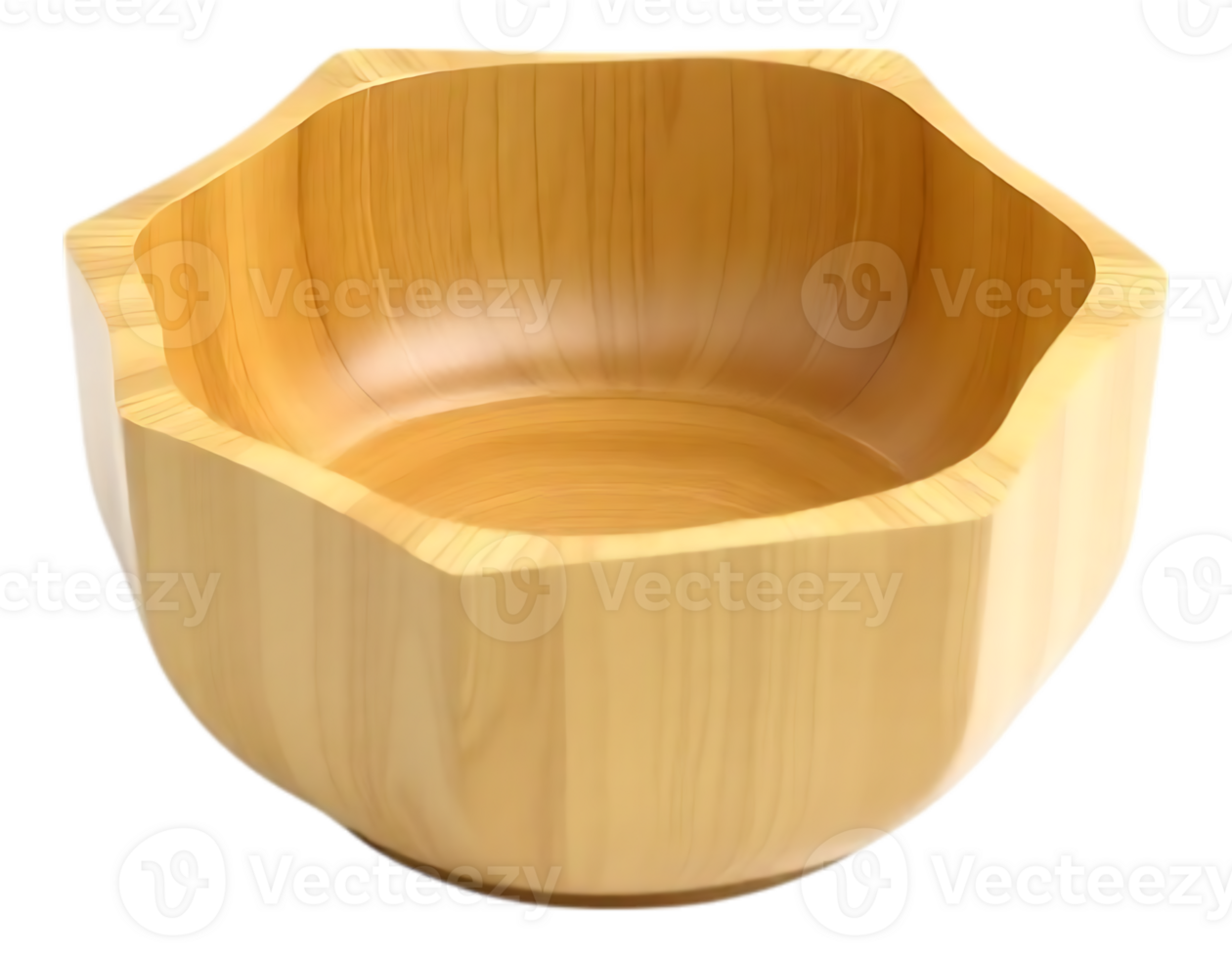 Wooden Bowl Octagonal Shape with Natural Grain png