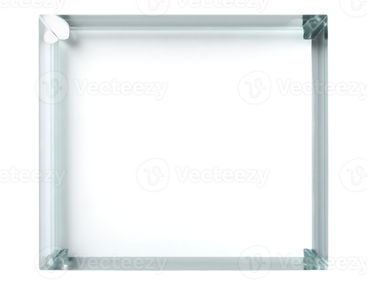 Square Glass Frame with Transparent Center and Corner Connectors png