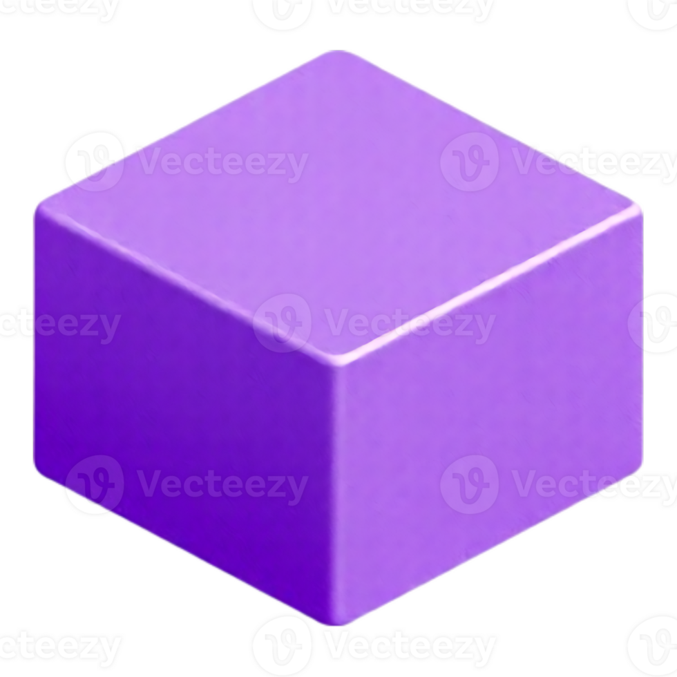 Isometric 3D Purple Cube Rendered Object png