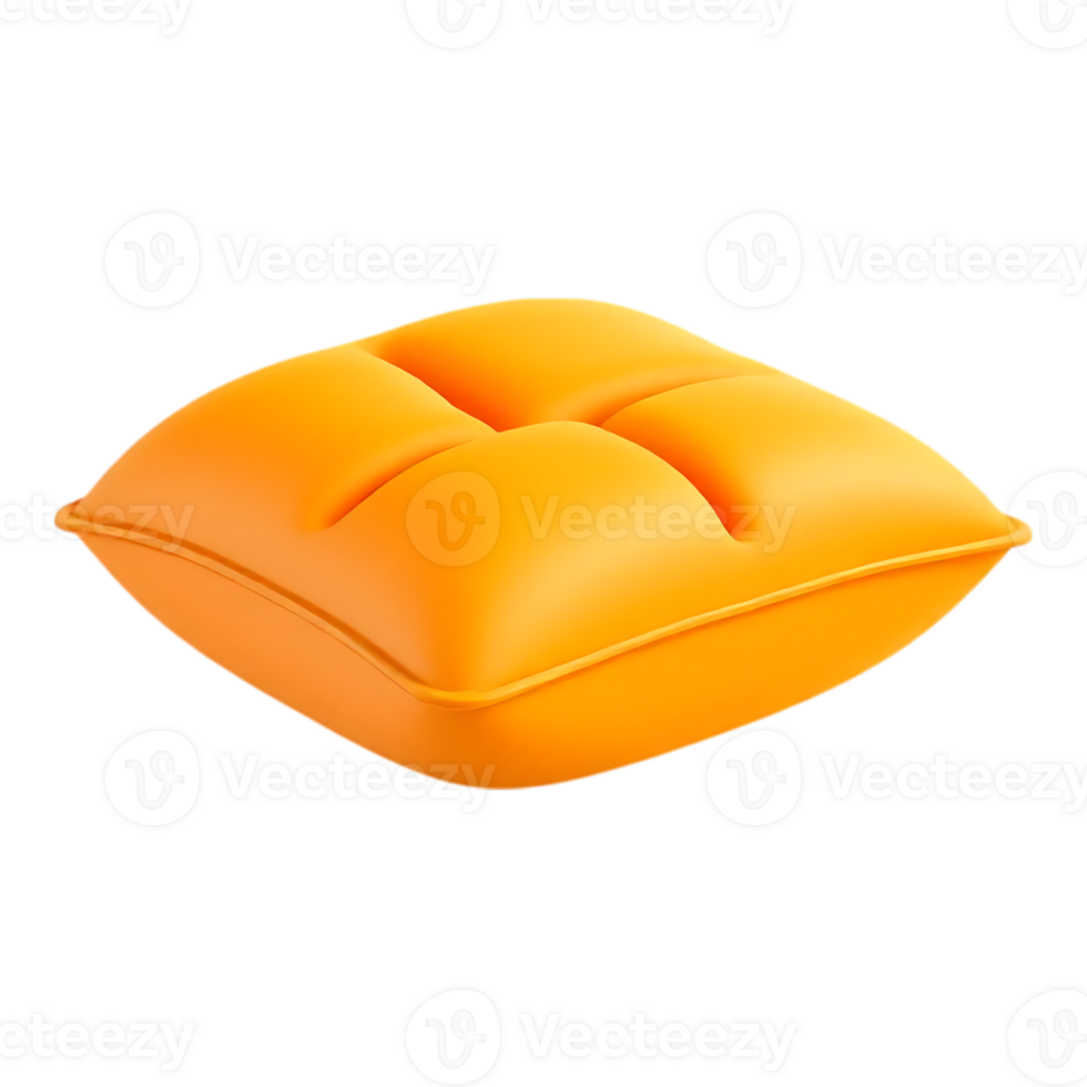 Orange Square Pillow Isolated on Transparent Background png