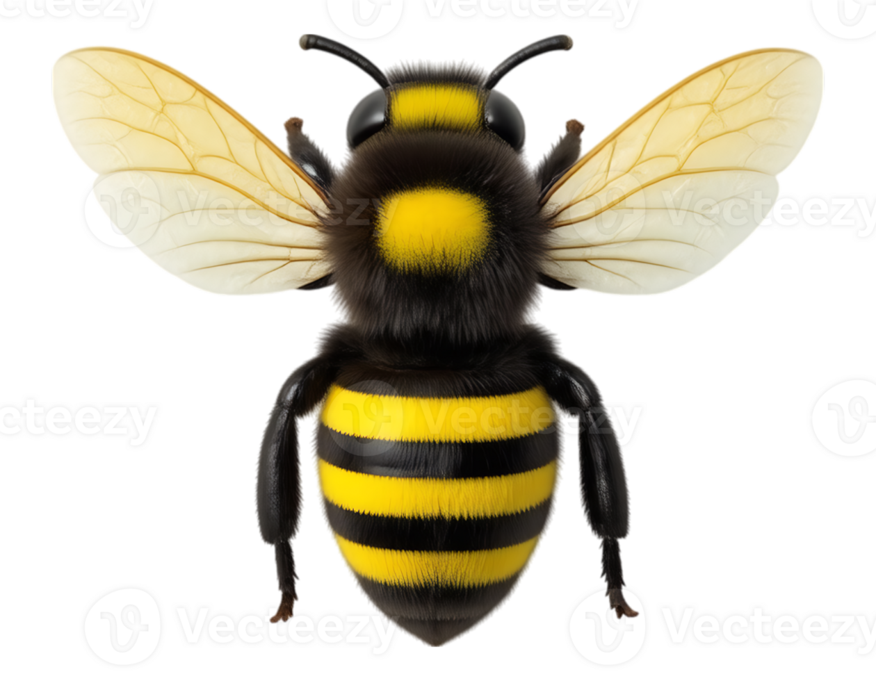 Detailed 3D Cartoon Bumblebee with Transparent Background png