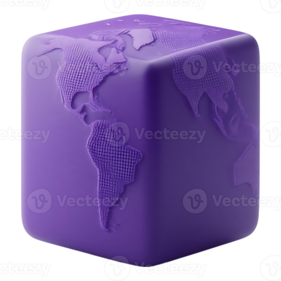 3D Render of Earth Cube png
