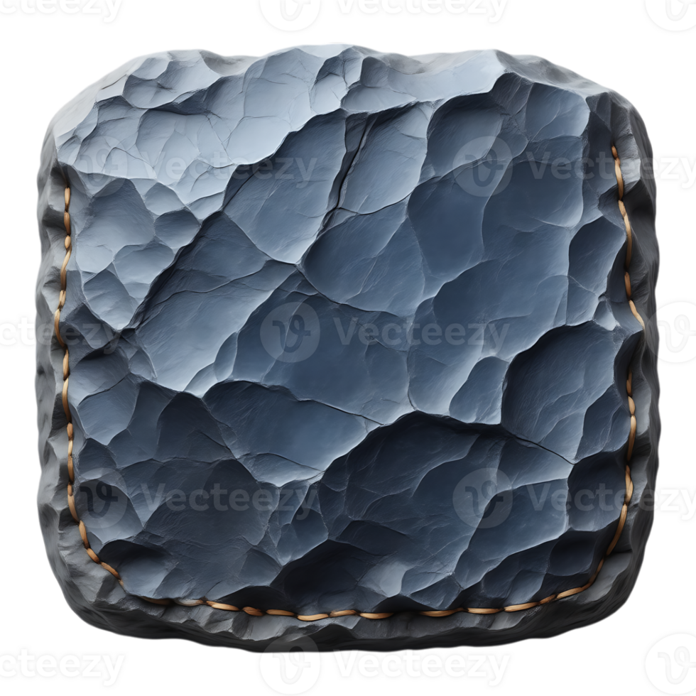 Detailed 3D Stone Block with Stitched Edges png