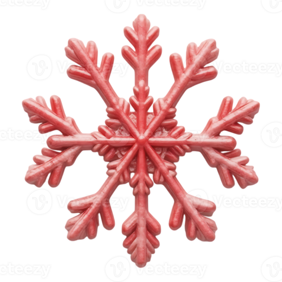Red Snowflake Ornament on Transparent Background png