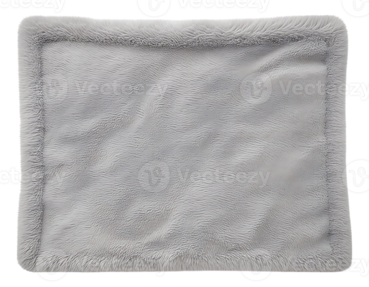 Gray Faux Fur Rectangular Pet Bed png