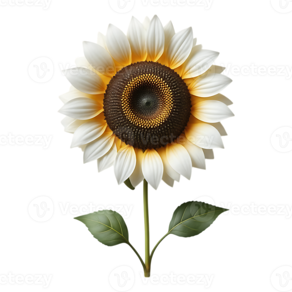 Stunning Sunflower with White Petals and Yellow Center Isolated on Transparent Background png