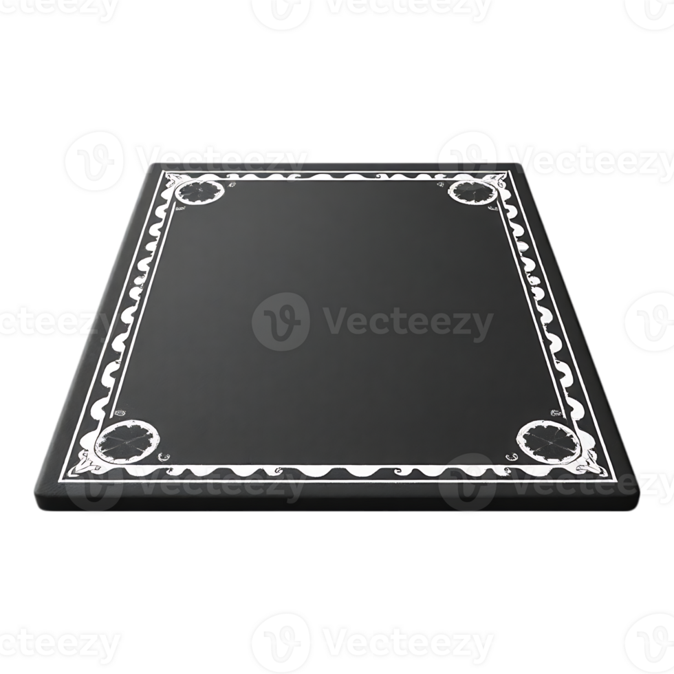 Elegant black table with white decorative border png