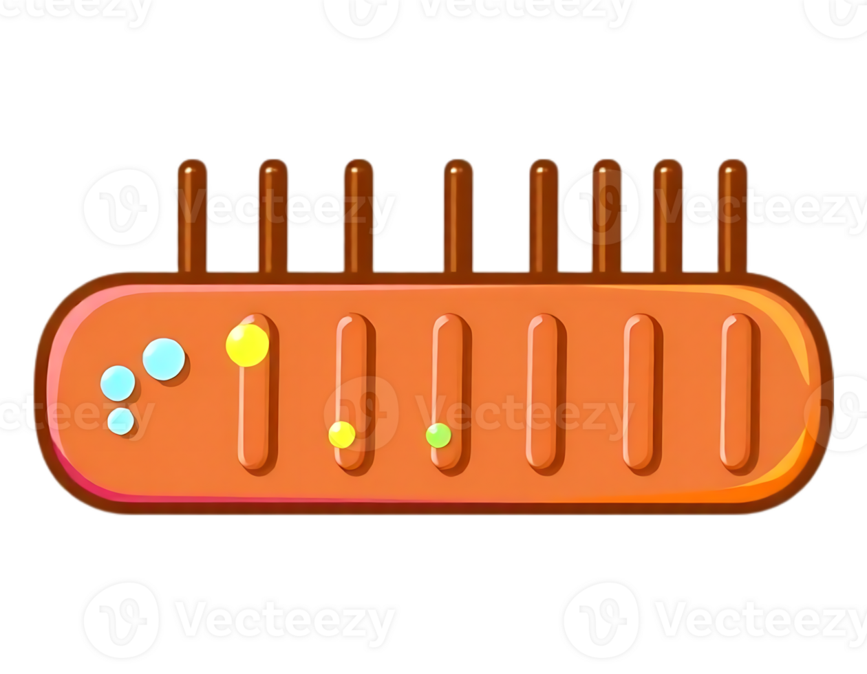 Cartoon-style musical instrument with sliders and vertical posts png