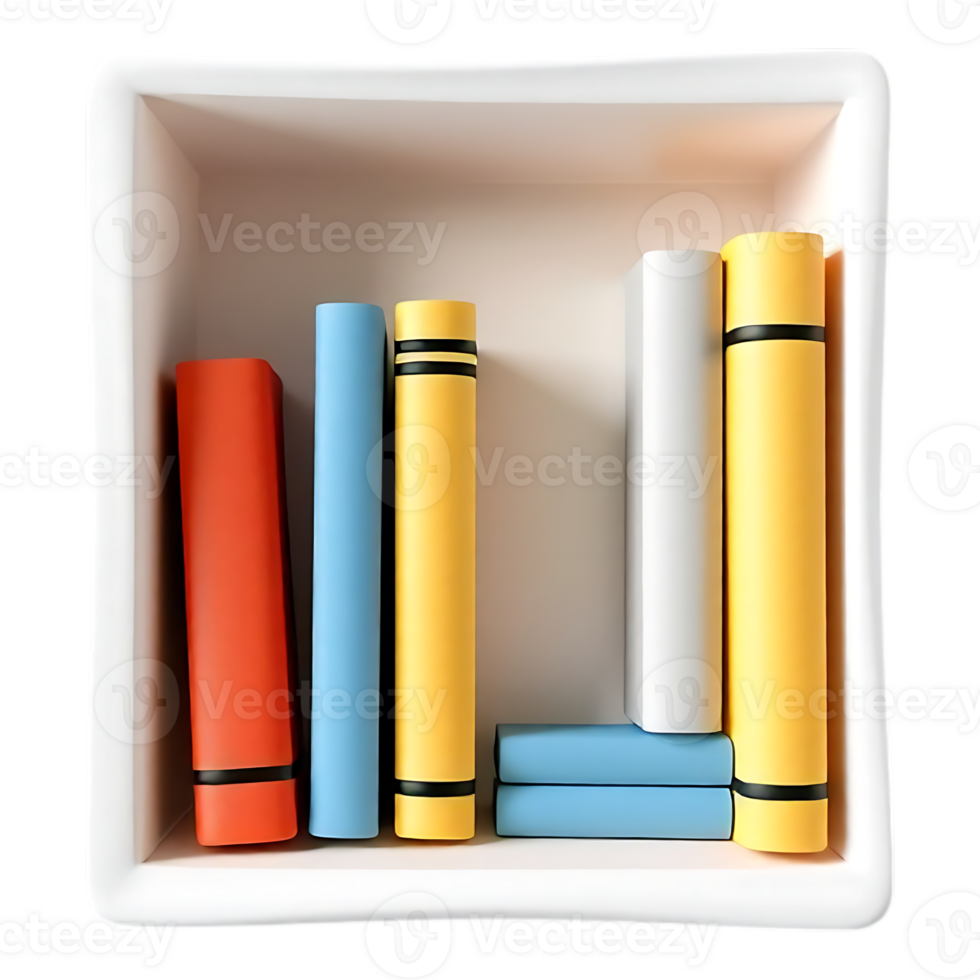 Bookshelf with Colorful Books png