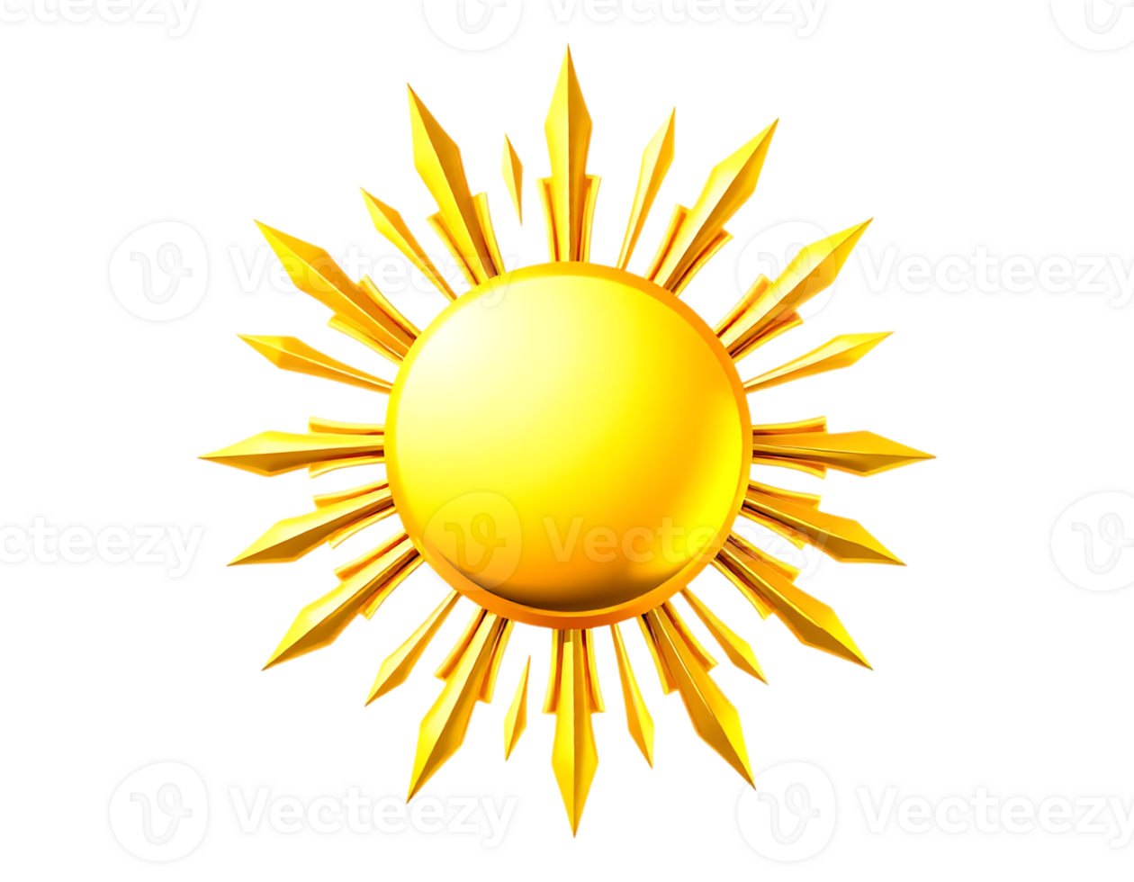Golden Sunburst Emblem with Rays, Isolated on Transparent Background png