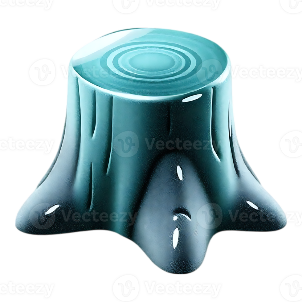 Glossy Blue Tree Stump with Water Rings png