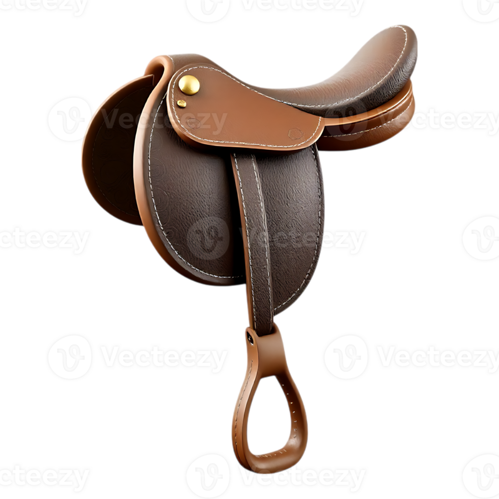 Realistic 3D Rendering of a Brown Leather Horse Saddle png