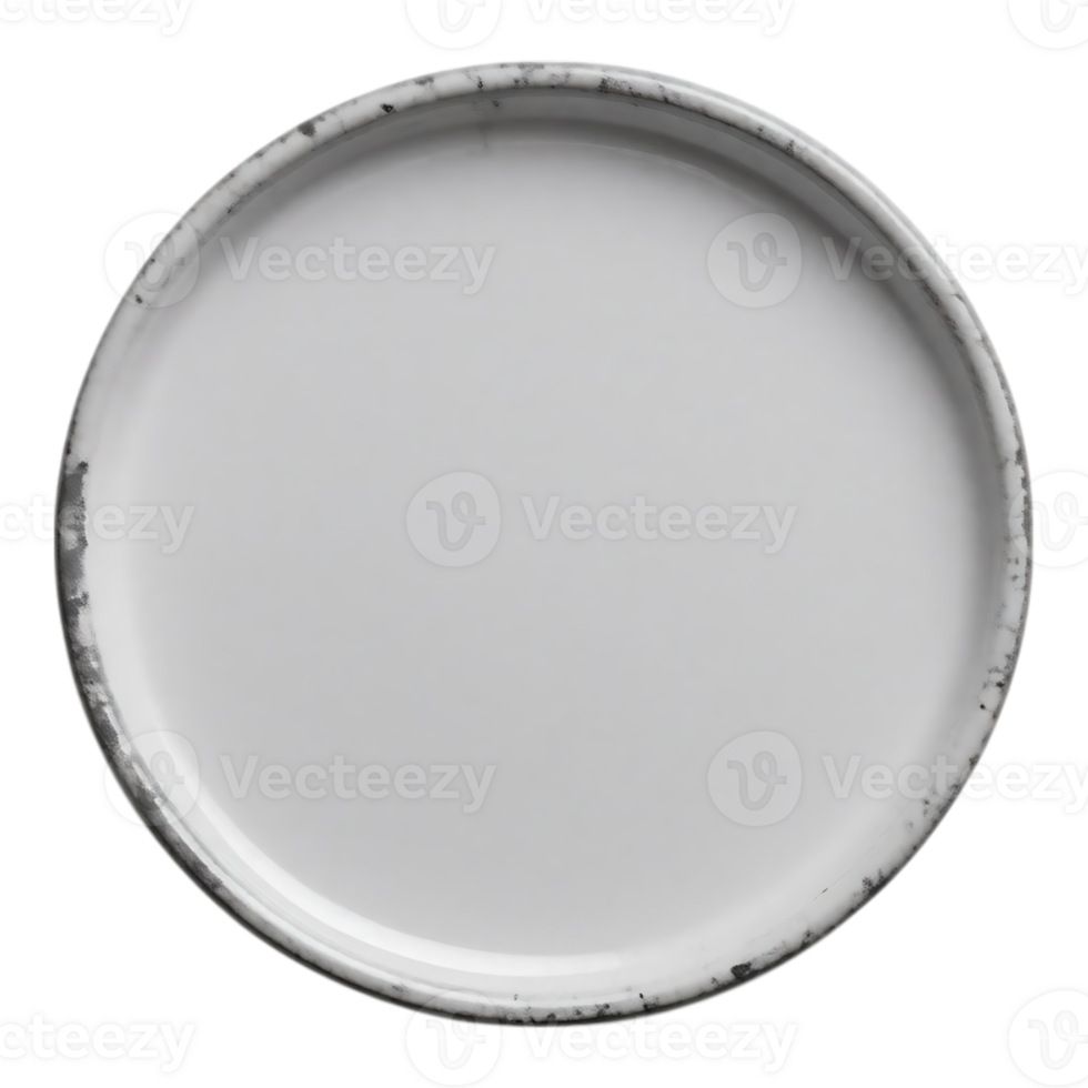 White Ceramic Plate with Worn Rim png
