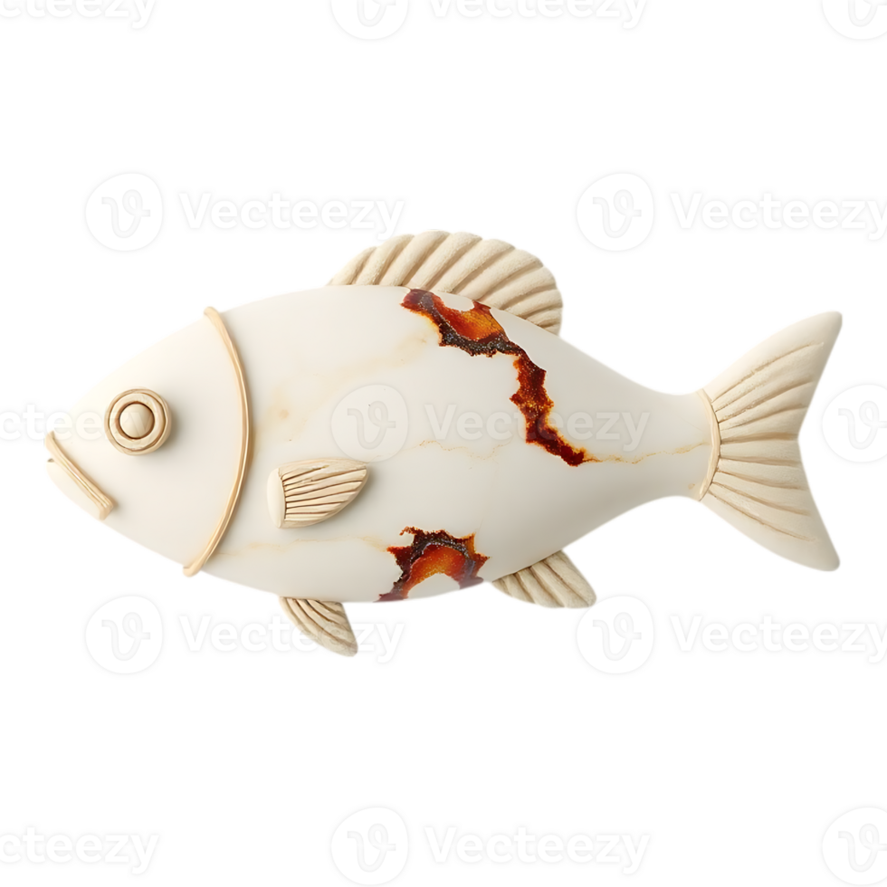 3D Cartoon Fish with Marble Texture png