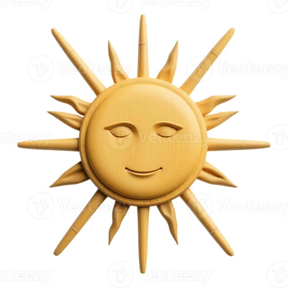 Smiling Sun with Rays and Facial Features png