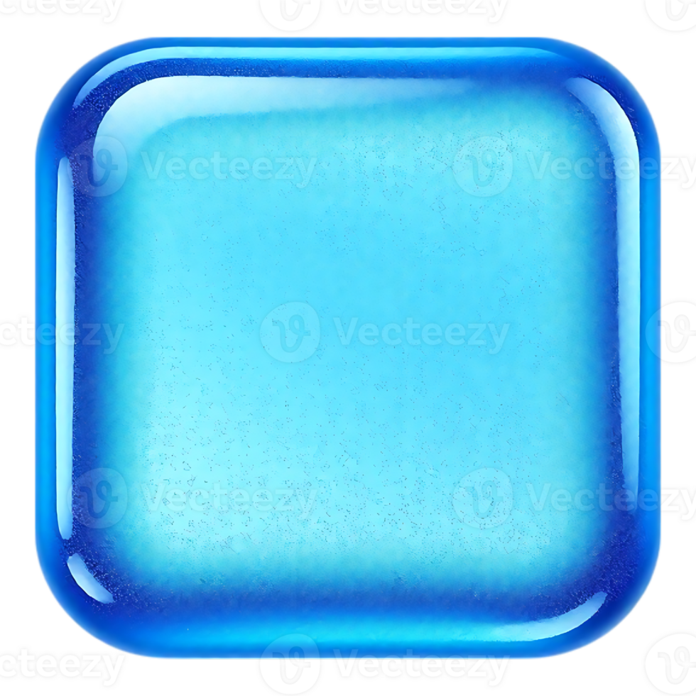 Glossy Blue Square Button with Rounded Corners png