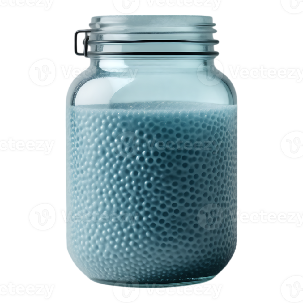 Glass Jar Filled with Blue Spheres A Transparent and Textured Visual png