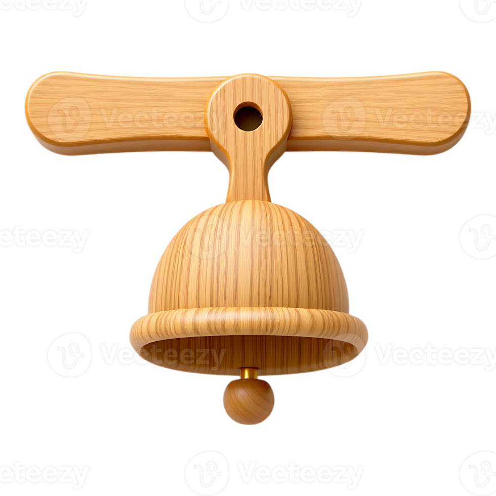 Wooden Bell Illustration with Handle and Clapper png