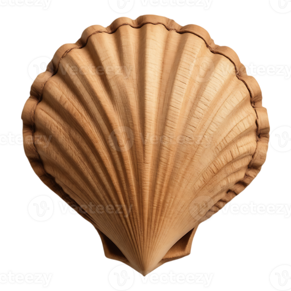 Wooden Scallop Shell with Detailed Carvings png