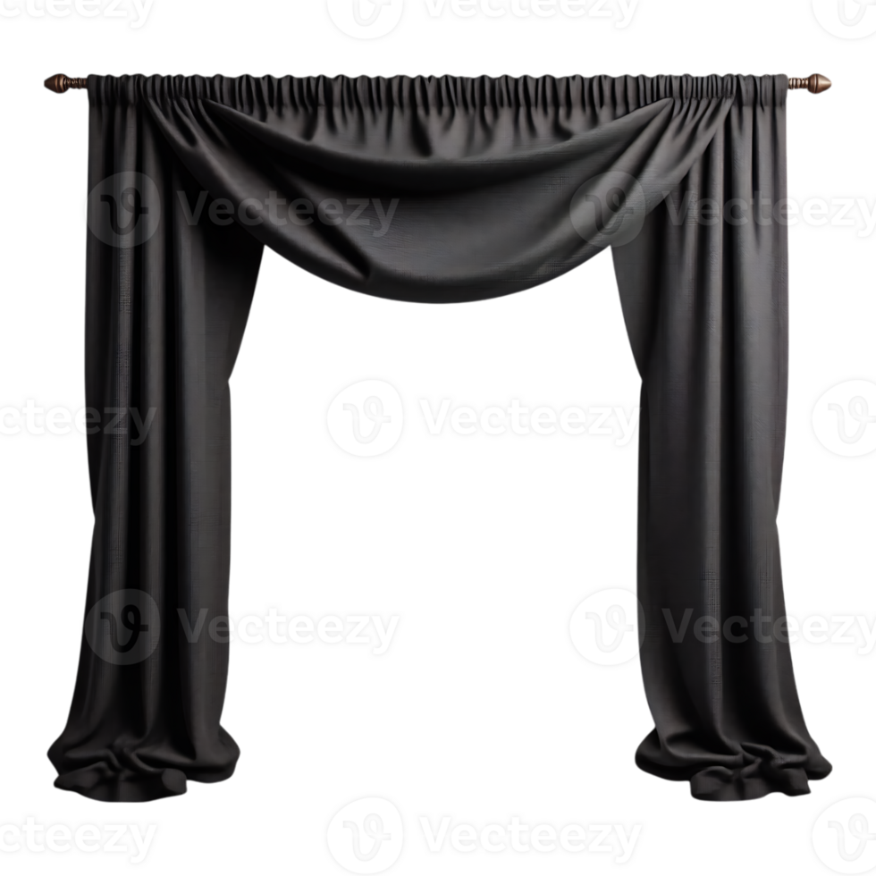 Elegant Black Curtains with Valance png