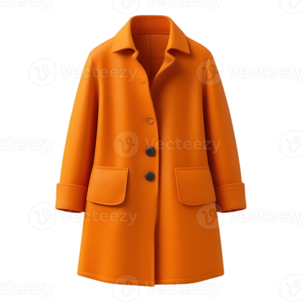 Orange coat with buttons isolated png