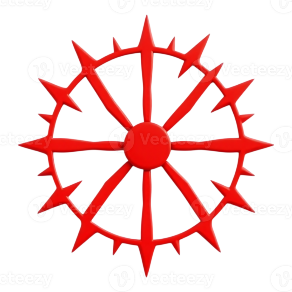 Red Wheel Symbol with Spikes png