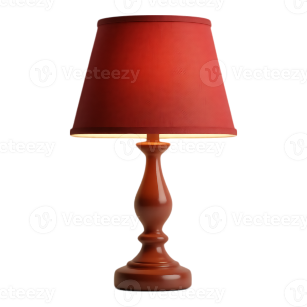 Elegant Table Lamp with Red Shade png