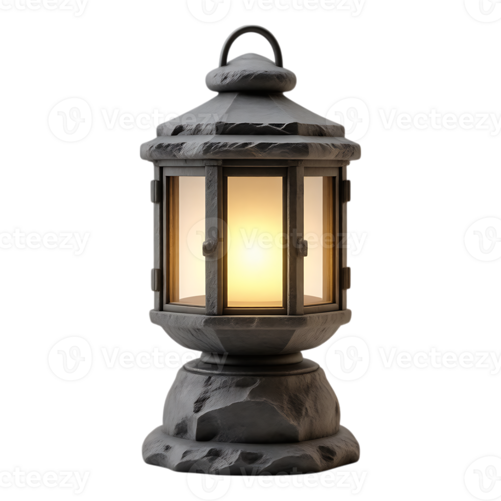 Stone Lantern with Glowing Light png