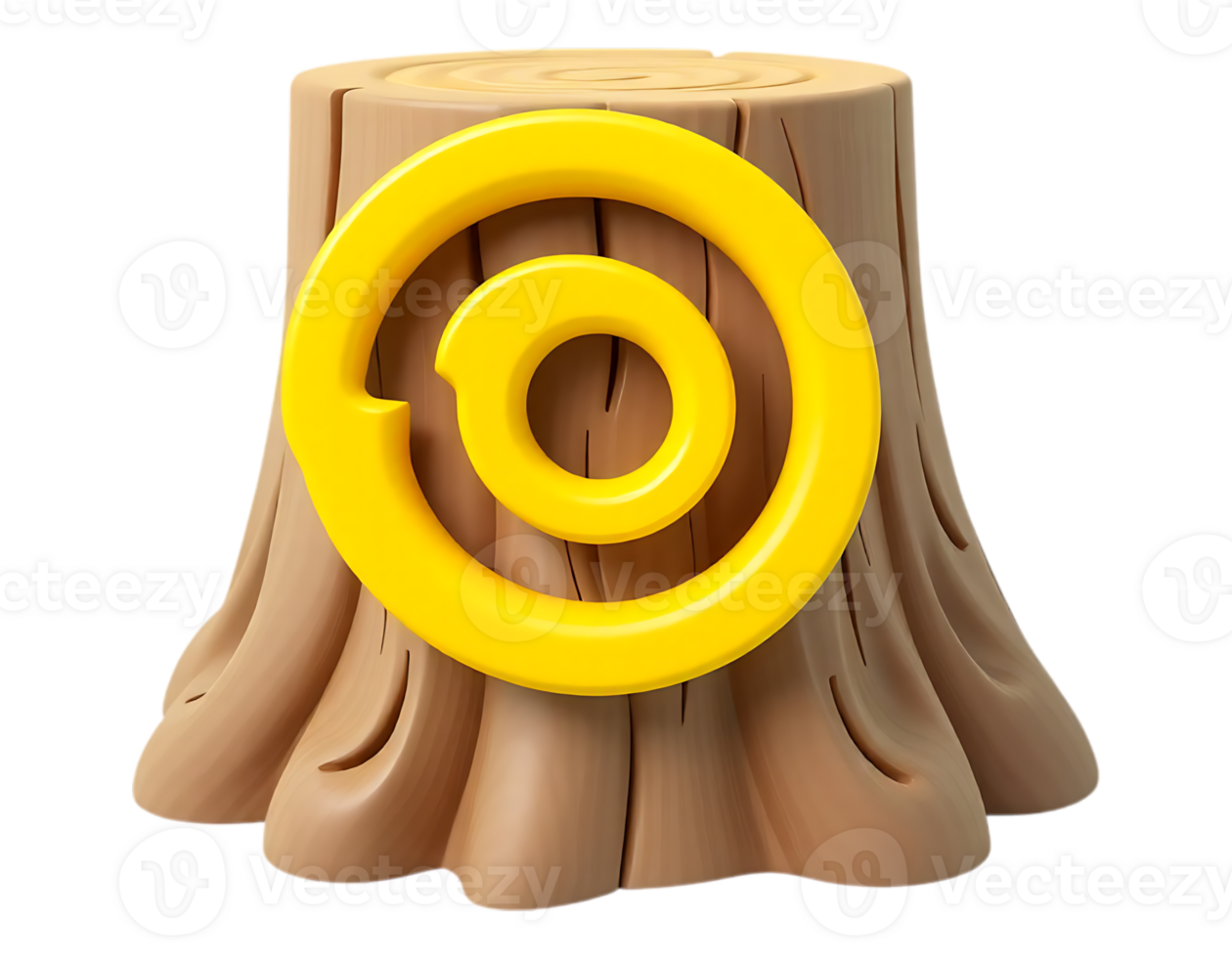 3D Tree Stump with Yellow Swirl Icon png