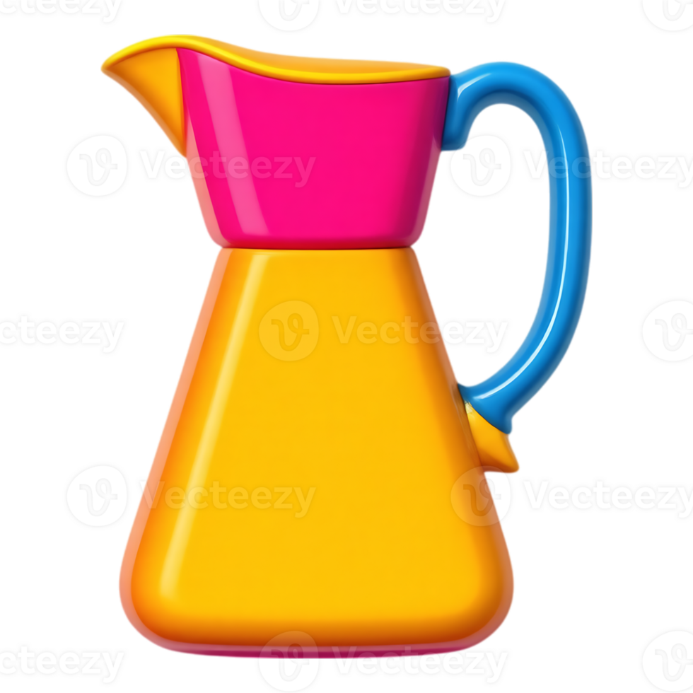 Colorful cartoon pitcher with a bright design png