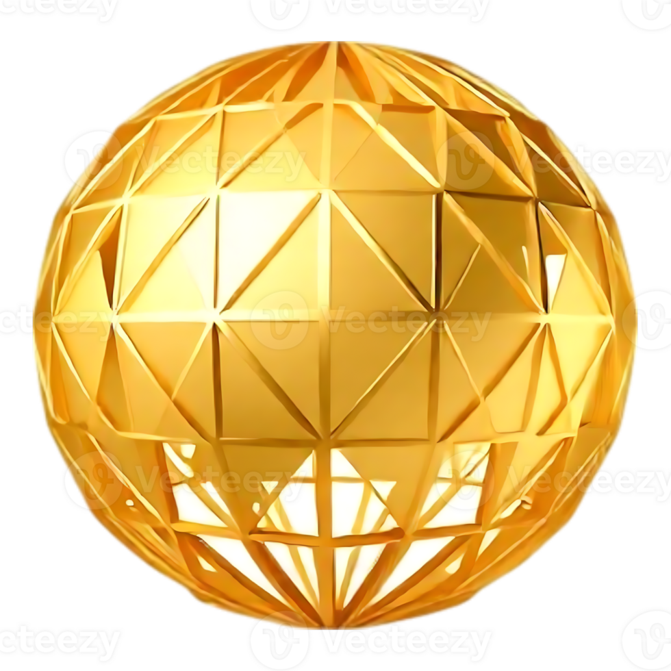 Golden Geometric Sphere with Triangular Facets png