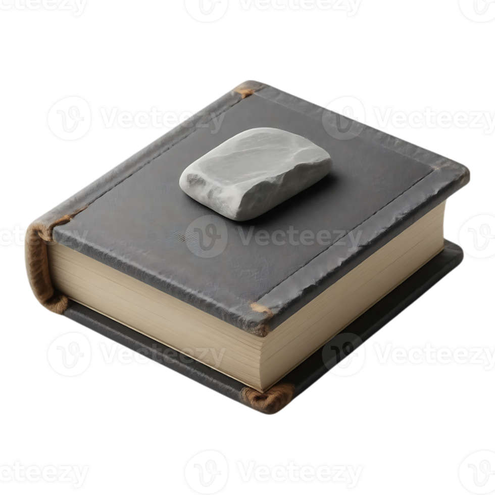 Old book with a stone eraser on top png