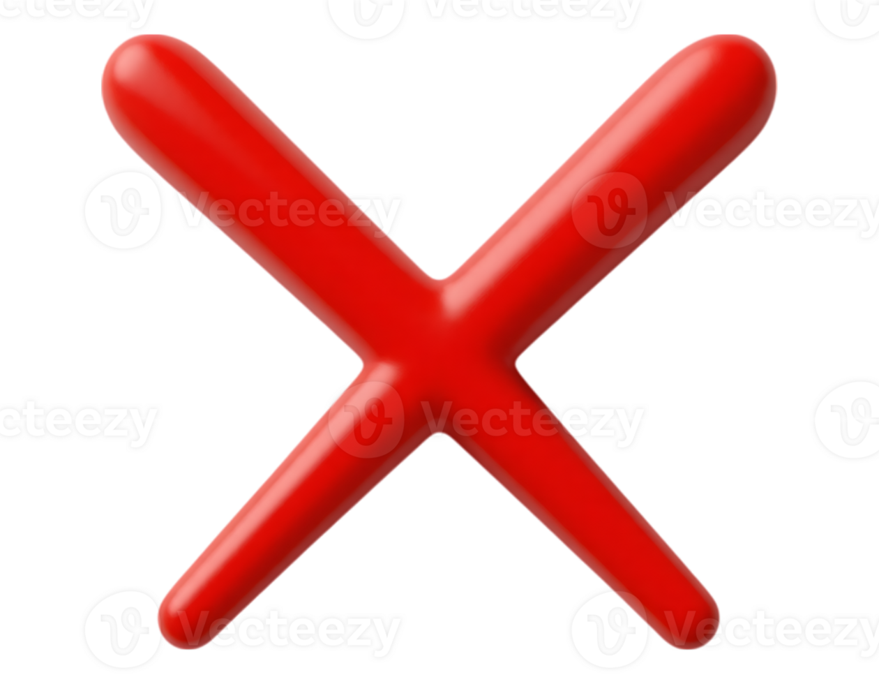 Glossy Red X Icon on Transparent Background png