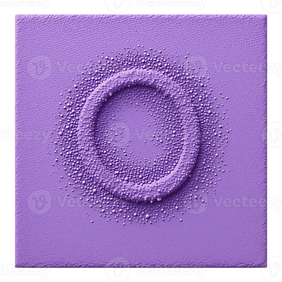 3D Lavender Letter O with Textured Surface and Scattered Spheres png