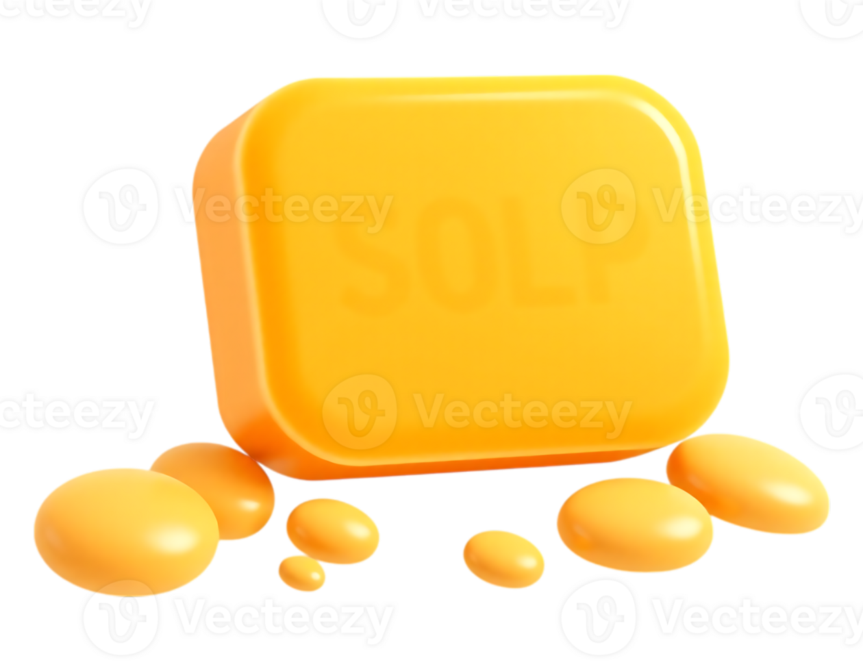 3D Cartoon Soap with SOLP Lettering and Scattered Pills png
