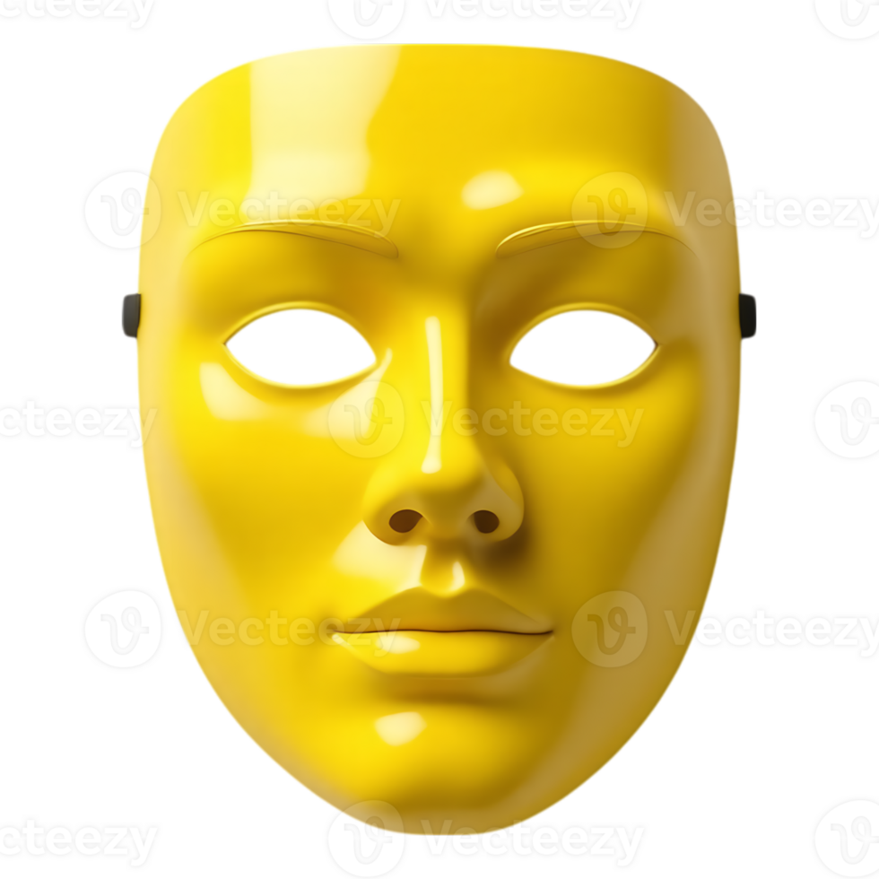Yellow Mask with Facial Features png