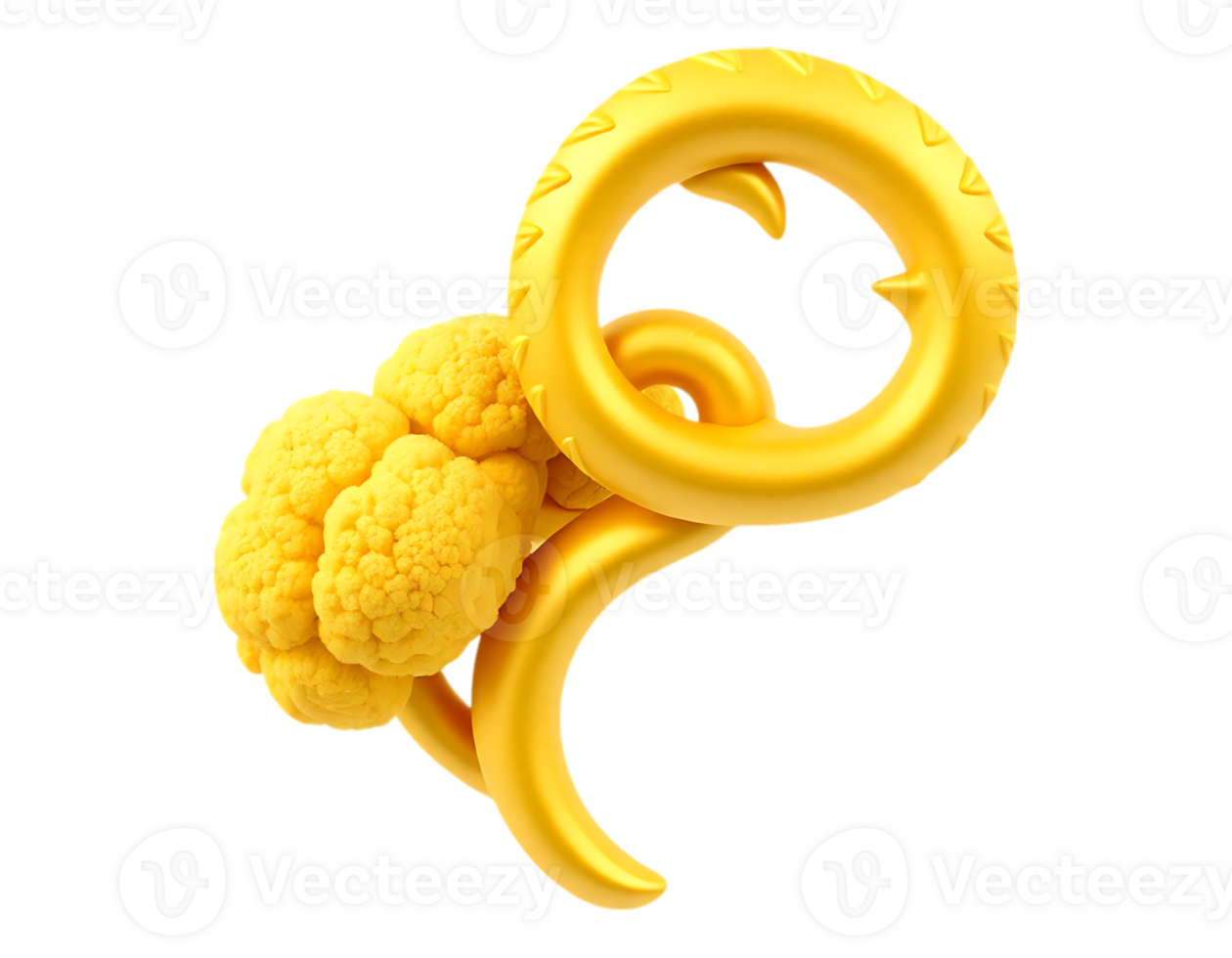 Golden Cauliflower and Ring Composition png