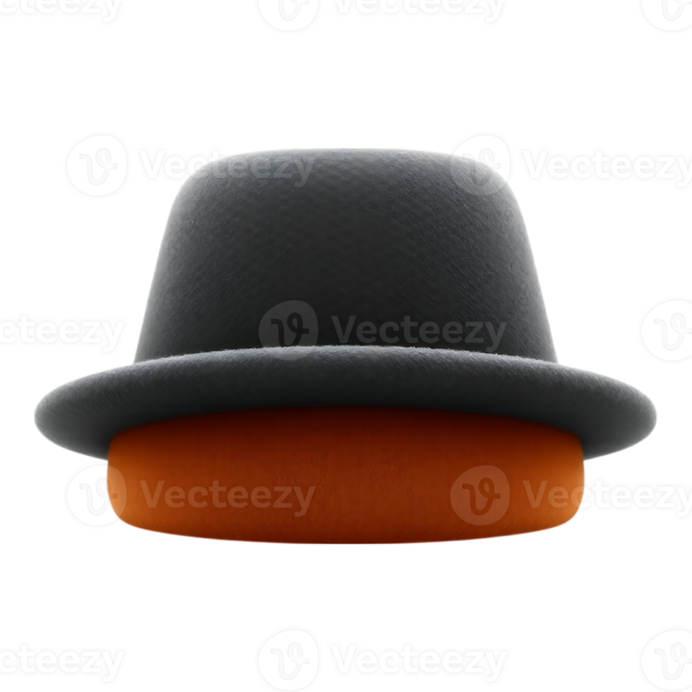 Black Bowler Hat on Orange Cylinder png