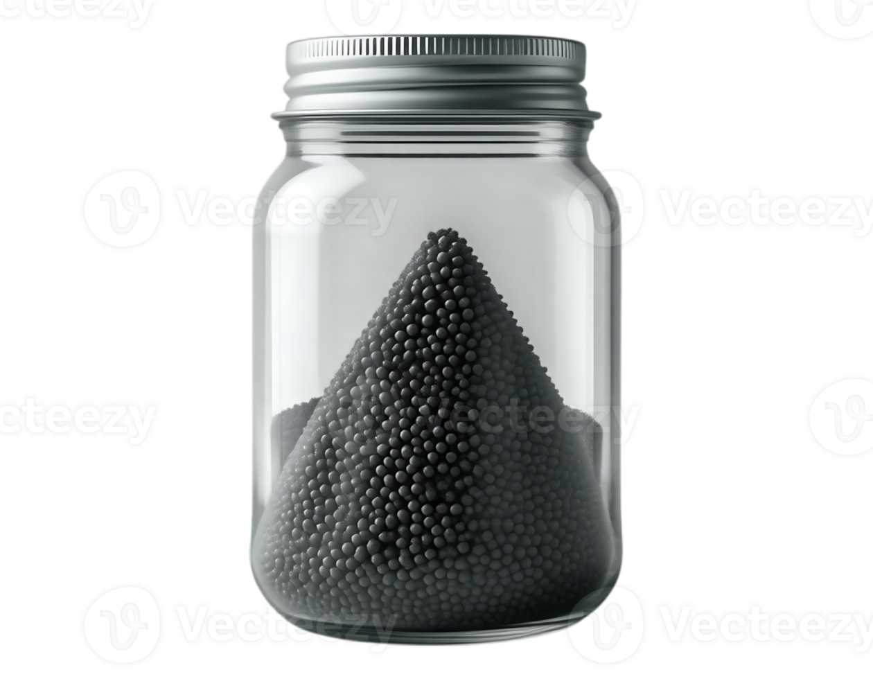 Black caviar in a glass jar, a luxury food item png