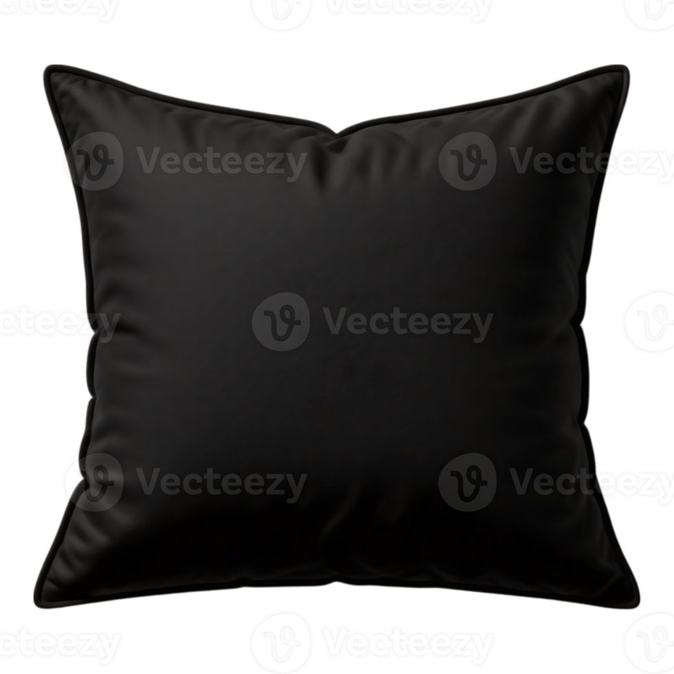 Black Square Pillow with Stitched Edges png
