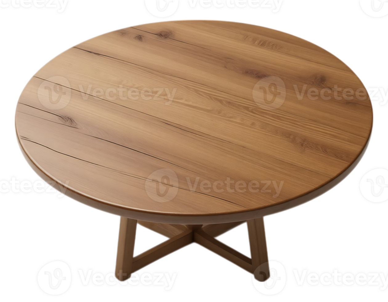 Wooden Round Table Top View png