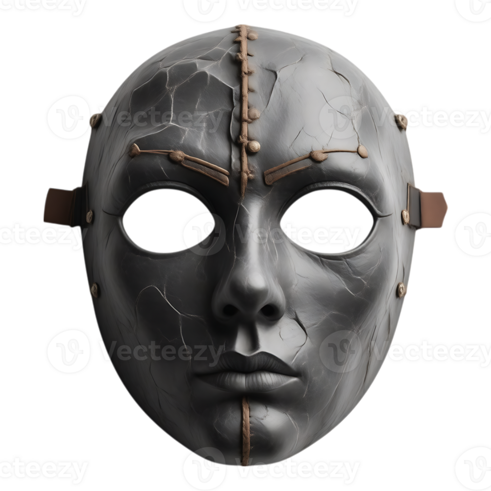 Steampunk-style mask with rivets and weathered texture png