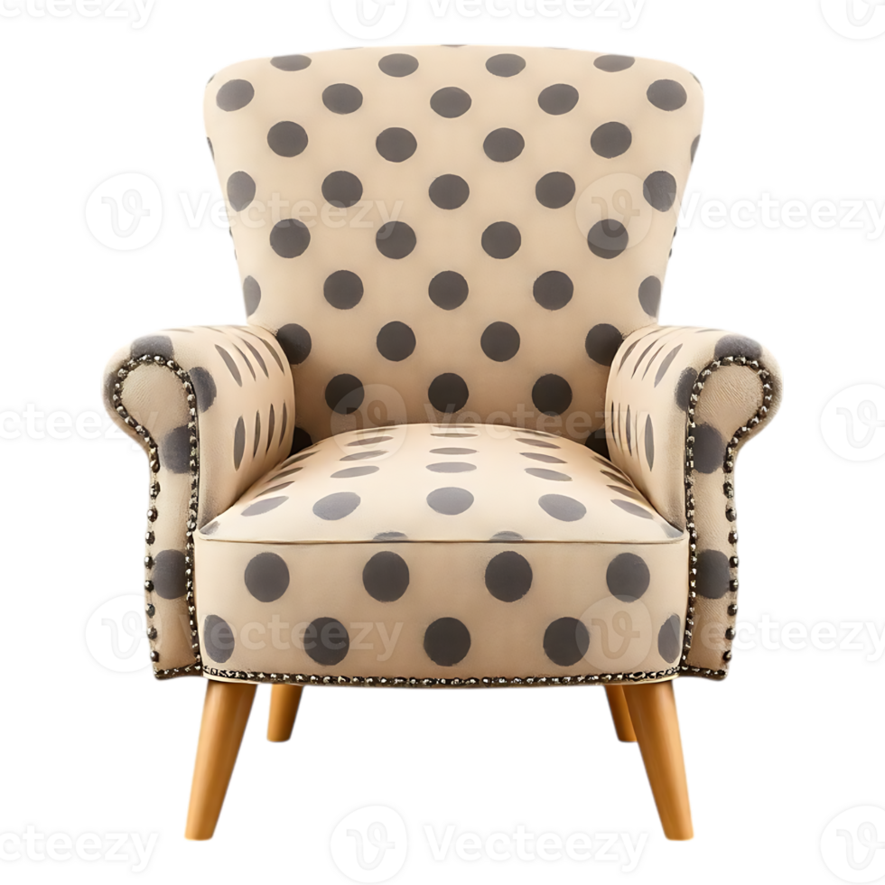 Polka Dot Accent Chair with Wooden Legs png